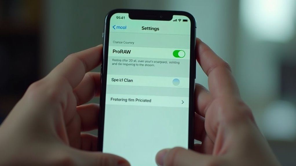 włącz tryb RAW w ustawieniach aparatu iPhone