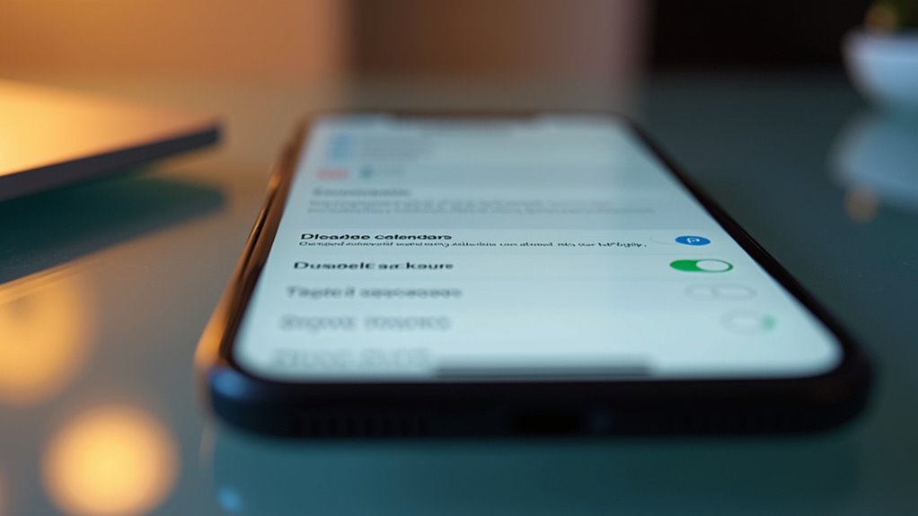 usuń lub wyłącz problematyczne kalendarze na iPhone'ie