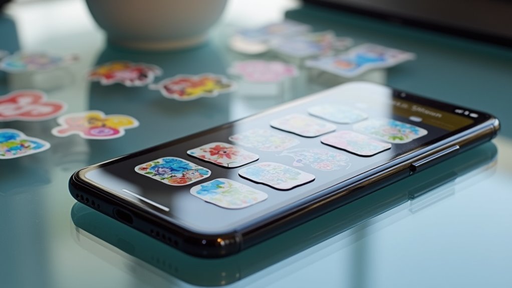 organizacja naklejek w różnych aplikacjach iPhone